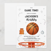 Basketball Kids Boy Birthday Party Invitation Kaart (Voorkant / Achterkant)