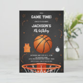 Basketball Kids Boy Birthday Party Invitation Kaart (Staand voorkant)