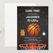 Basketball Kids Boy Birthday Party Invitation Kaart (Voorkant / Achterkant)