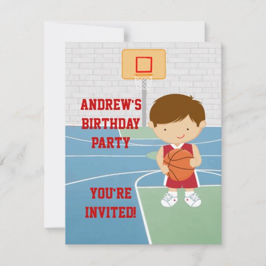 Basketball kinderen Birthday Party Invitation Kaart (Voorkant)