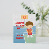 Basketball kinderen Birthday Party Invitation Kaart (Staand voorkant)