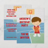 Basketball kinderen Birthday Party Invitation Kaart (Voorkant / Achterkant)
