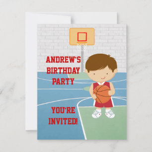 Basketball kinderen Birthday Party Invitation Kaart
