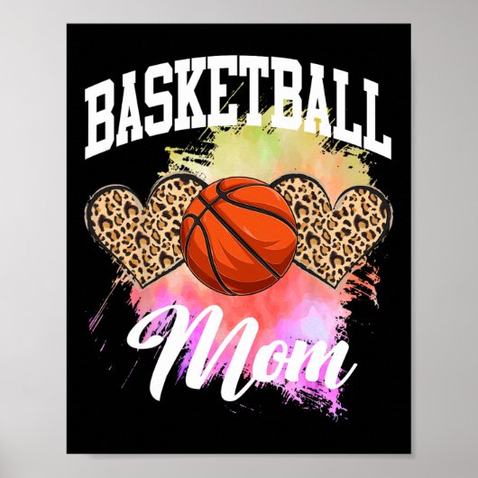 Basketball Leopard Heart tie dye Basketball Ma Poster (Voorkant)