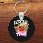 Basketball Leopard Heart Tie Dye Basketball Ma Sleutelhanger (Voorkant)