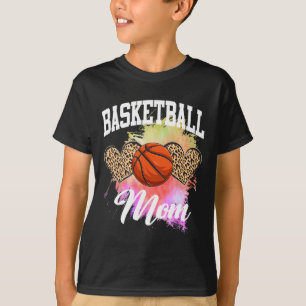 Basketball Leopard Heart tie dye Basketball Ma T-shirt