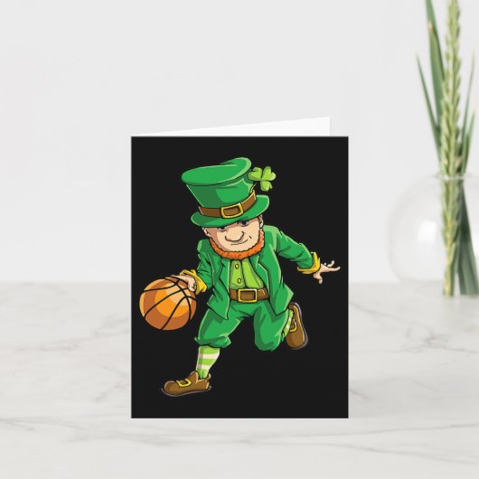 Basketball Leprechaun St Patricks Day Boys Kids Me Kaart (Voorkant)