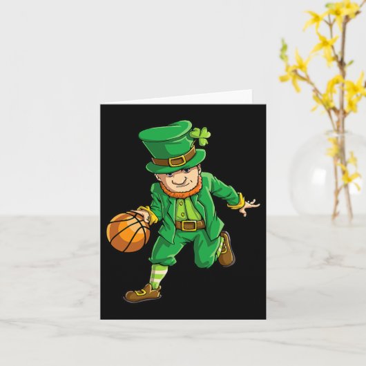 Basketball Leprechaun St Patricks Day Boys Kids Me Kaart (Gele Bloem)