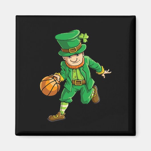 Basketball Leprechaun St Patricks Day Boys Kinder Magneet (Voorkant)