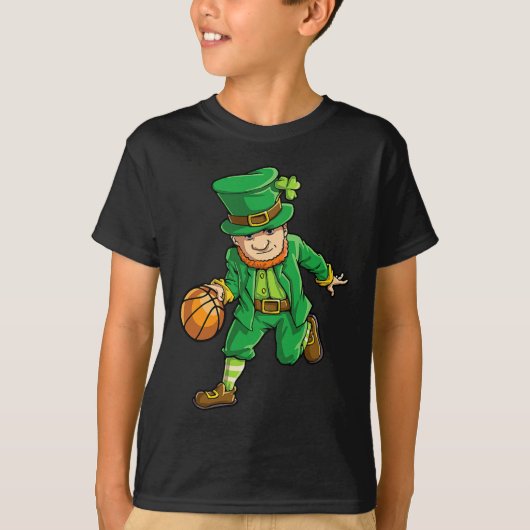 Basketball Leprechaun St Patricks Day Boys Kinder T-shirt (Voorkant)