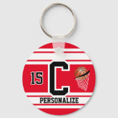 Basketball Letter en Number - Red en White Sleutelhanger (Voorkant)
