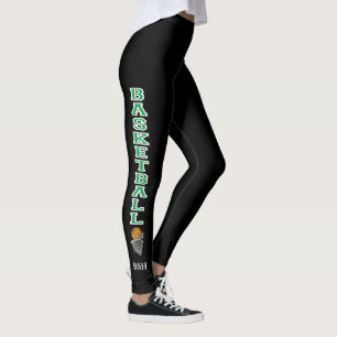 Basketball Letters in een groene en witte Leggings