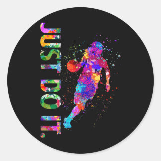Basketball Life Waterverf Art Ronde Sticker