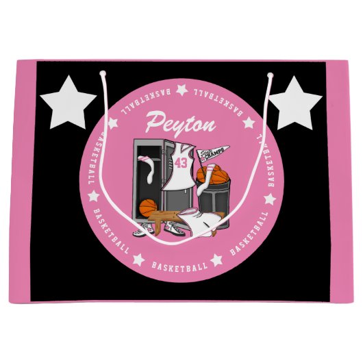 Basketball Locker Room Custom Player Name Number Groot Cadeauzakje (Voorkant)