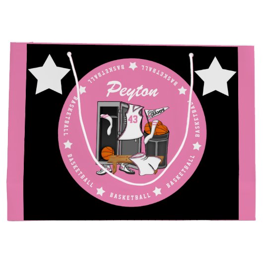 Basketball Locker Room Custom Player Name Number Groot Cadeauzakje (Achterkant)