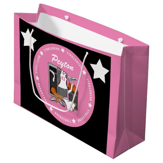 Basketball Locker Room Custom Player Name Number Groot Cadeauzakje (Voorkant Gekanteld)