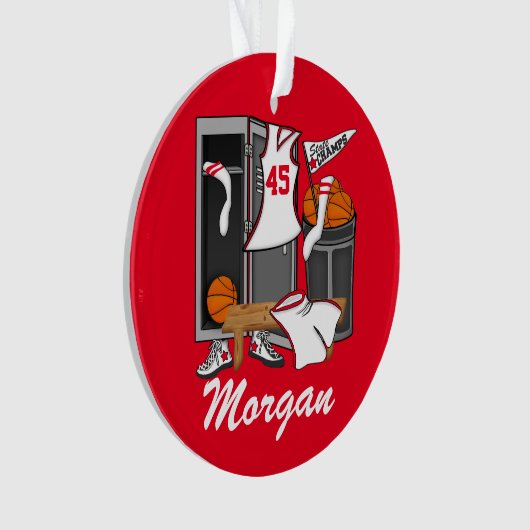 Basketball Locker Room Custom Player Name Number Ornament (voorkant)