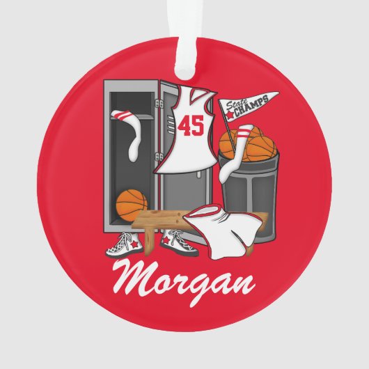Basketball Locker Room Custom Player Name Number Ornament (achterkant)