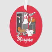 Basketball Locker Room Custom Player Name Number Ornament (voorkant)