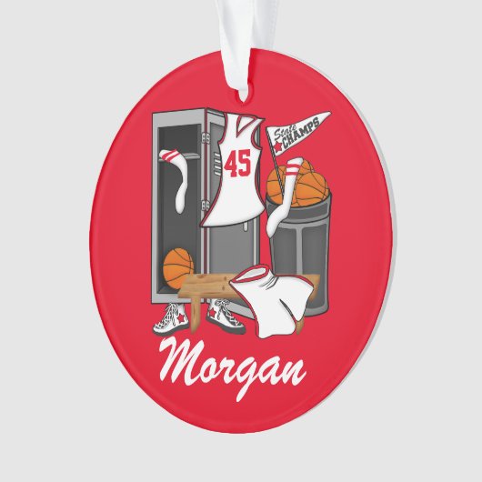 Basketball Locker Room Custom Player Name Number Ornament (voorkant)