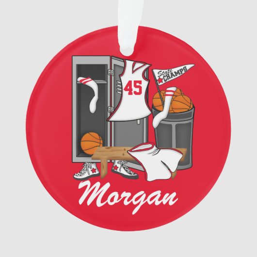 Basketball Locker Room Custom Player Name Number Ornament (voorkant)