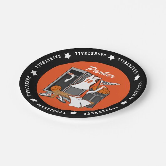 Basketball Locker Room Custom Player Name Number Papieren Bordje (Gekanteld)