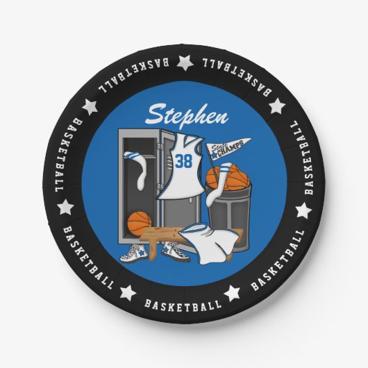 Basketball Locker Room Custom Player Name Number Papieren Bordje (Voorkant)