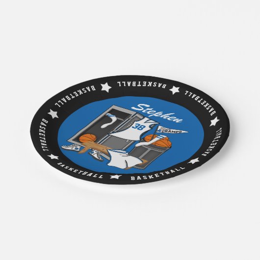 Basketball Locker Room Custom Player Name Number Papieren Bordje (Gekanteld)