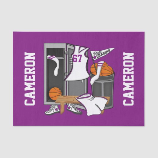 Basketball Locker Room Custom Player Name Number Tissuepapier (Voorkant)