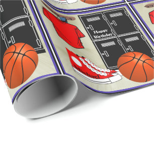 Basketball Locker Zaal Gepersonaliseerde verjaarda Cadeaupapier