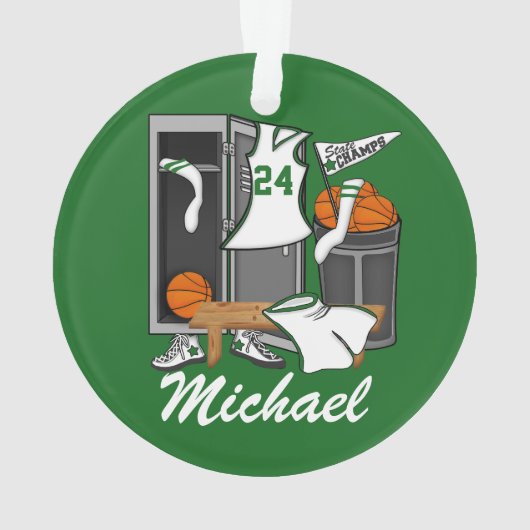 Basketball Lockerroom Custom Player Number Ornament (achterkant)