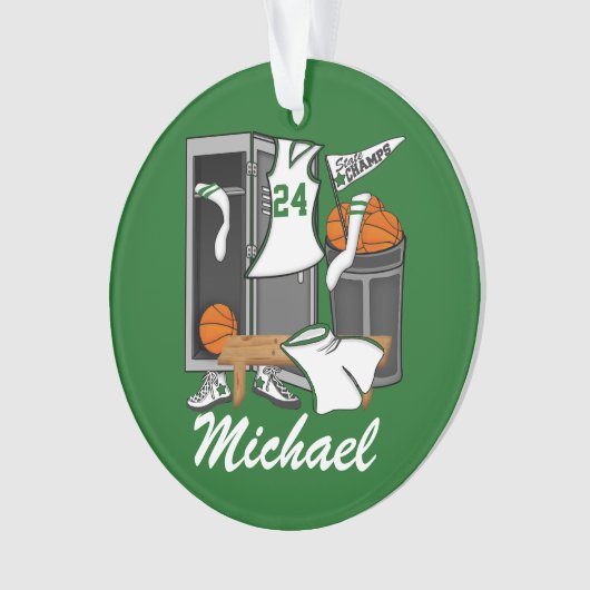 Basketball Lockerroom Custom Player Number Ornament (voorkant)