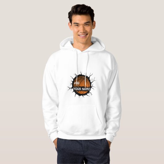 Basketball Logo, Basketball Custom Name Hoodie (Voorkant volledig)