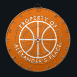 Basketball-logo-dartboard met aangepaste naam dartbord<br><div class="desc">Basketball logo dartboard game met aangepaste naam. Kute wall decoration for mancave,  slaapkamer,  studentenkamer,  bar,  pub,  club enz. Voeg je eigen naam en grappig citaat toe. Fun cadeauideeën voor Birthday of Kerstmis. Cadeaus voor spelers,  ventilatoren en beste coach.</div>