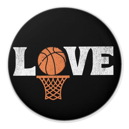 Basketball Love Keramische Knop (Voorkant)