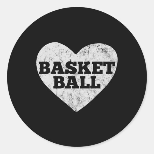 Basketball Love Valentijnsdag Ronde Sticker (Voorkant)