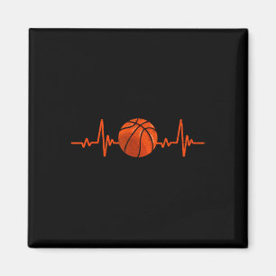 Basketball Lover Hartslag Retro Basketbal Magneet