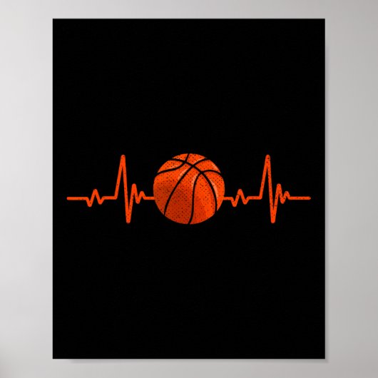 Basketball Lover Hartslag  Retro Basketbal Poster (Voorkant)