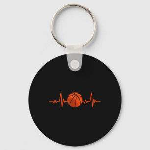 Basketball Lover Hartslag Retro Basketbal Sleutelhanger