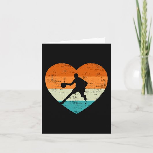 Basketball Lovers Heart Love Retro Valentijnsdag Kaart (Voorkant)
