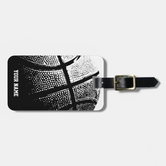 Basketball lugguge label met naam of monogram bagagelabel (Voorkant horizontaal)