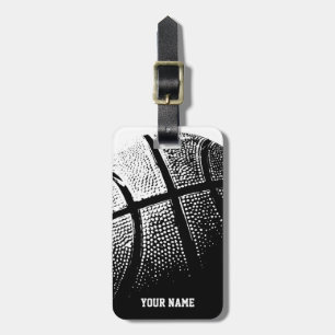 Basketball lugguge label met naam of monogram bagagelabel