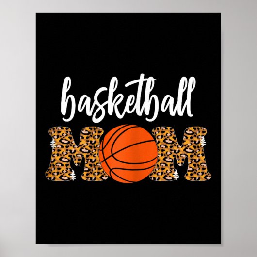 Basketball Ma Cute Leopard Basketball Giften voor  Poster (Voorkant)