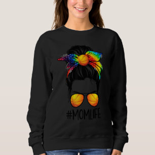Basketball Ma Life Tie Dye Messy Bun Hair Women Trui