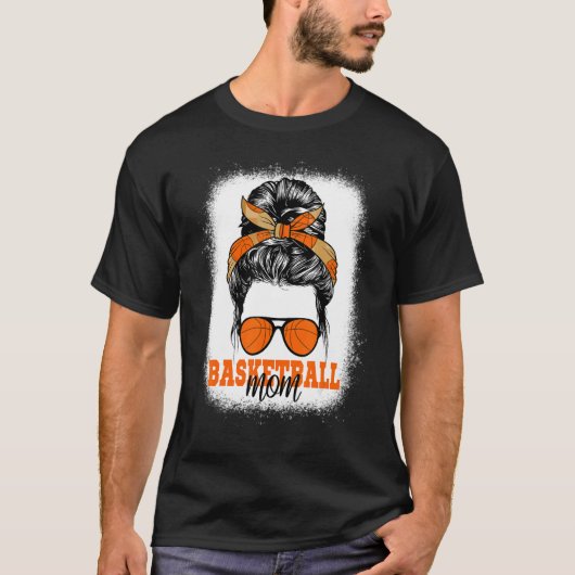 Basketball Mam Bleaching Messy Bun Mam Cut Moeder' T-shirt (Voorkant)