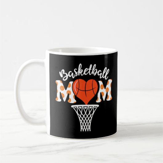 Basketball Mam Heart Funny Sport Lovers Moeder D Koffiemok (Links)