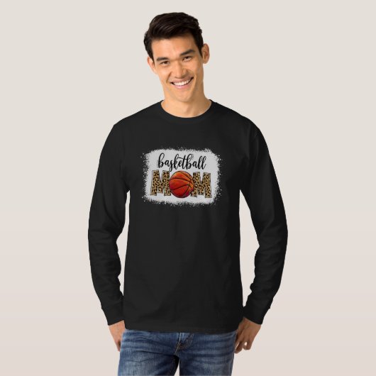Basketball Mam Leopard Mam Life Game Day Moederdag T-shirt (Voorkant volledig)