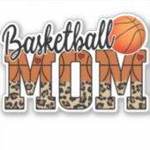 Basketball Mam Leopard Print Ball Sticker (Voorkant)