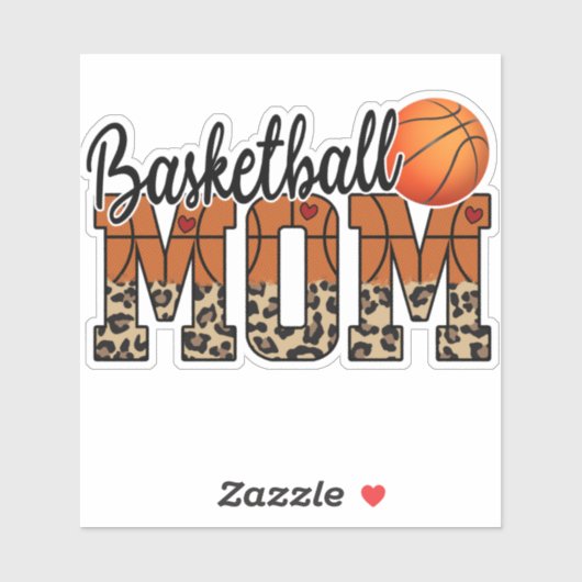 Basketball Mam Leopard Print Ball Sticker (Vel)