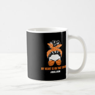 Basketball Mam Messy Bun Proud Mama Bball Basketba Koffiemok